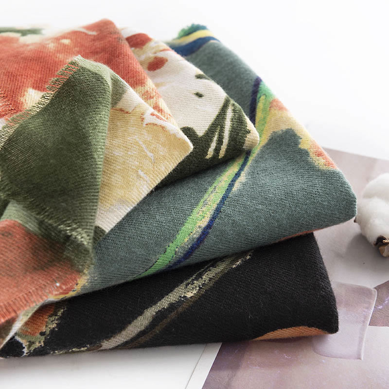 Buddha Stones Tibetan Chinese Retro Ink Painting Flower Print Shawl Fall Winter Cozy Warm Scarf Wrap - image 12