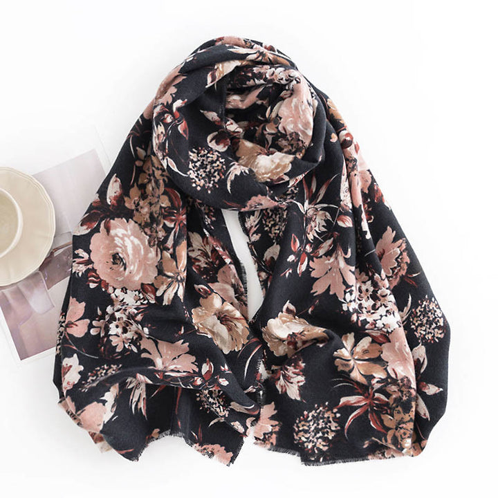 Buddha Stones Tibetan Blooming Chrysanthemum Rose Flower Print Shawl Fall Winter Soft Warm Scarf Wrap - image 2