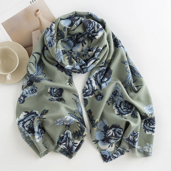 Buddha Stones Tibetan Shawl Garden Style Rose Flower Print Fall Winter Soft Warm Scarf Wrap - image 2