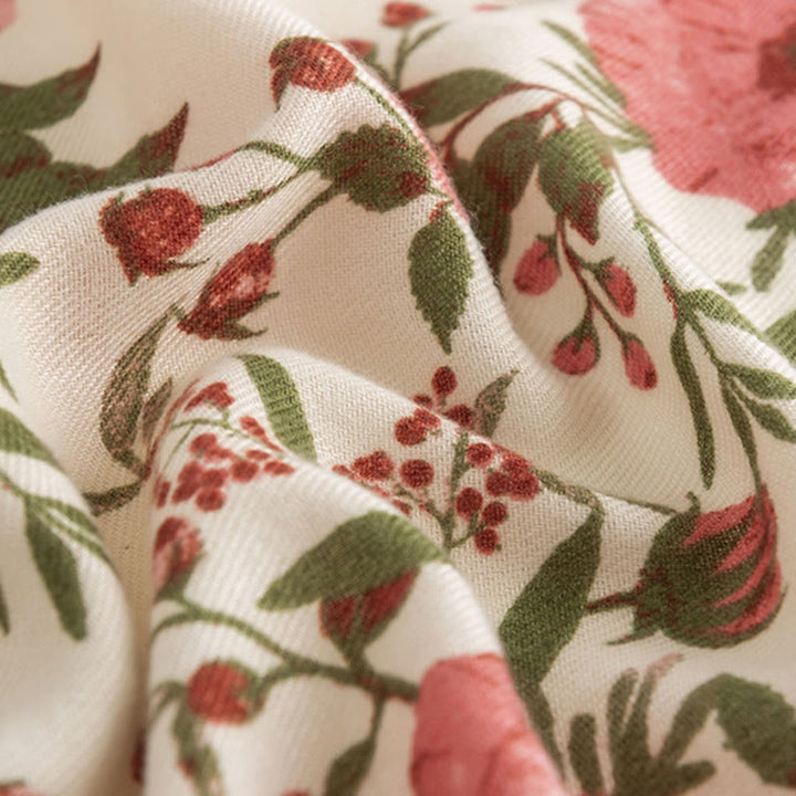 Buddha Stones Tibetan Shawl Elegant Sweet Style Big Flower Leaves Print Fall Winter Soft Warm Scarf Wrap - image 5