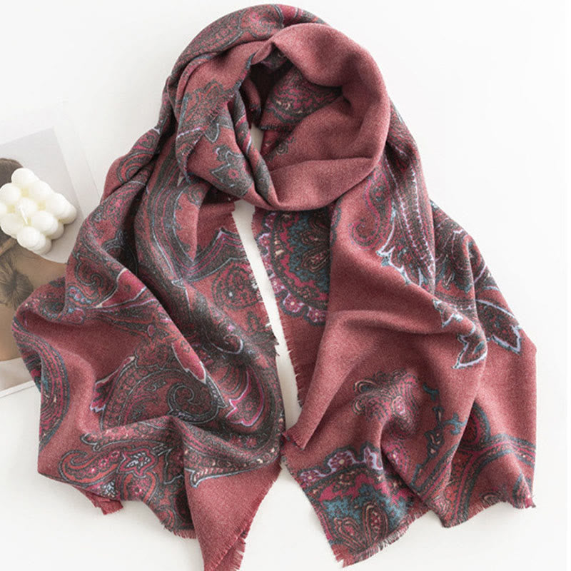 Buddha Stones Tibetan Paisley Prints Shawl Fall Winter Soft Warm Scarf Wrap