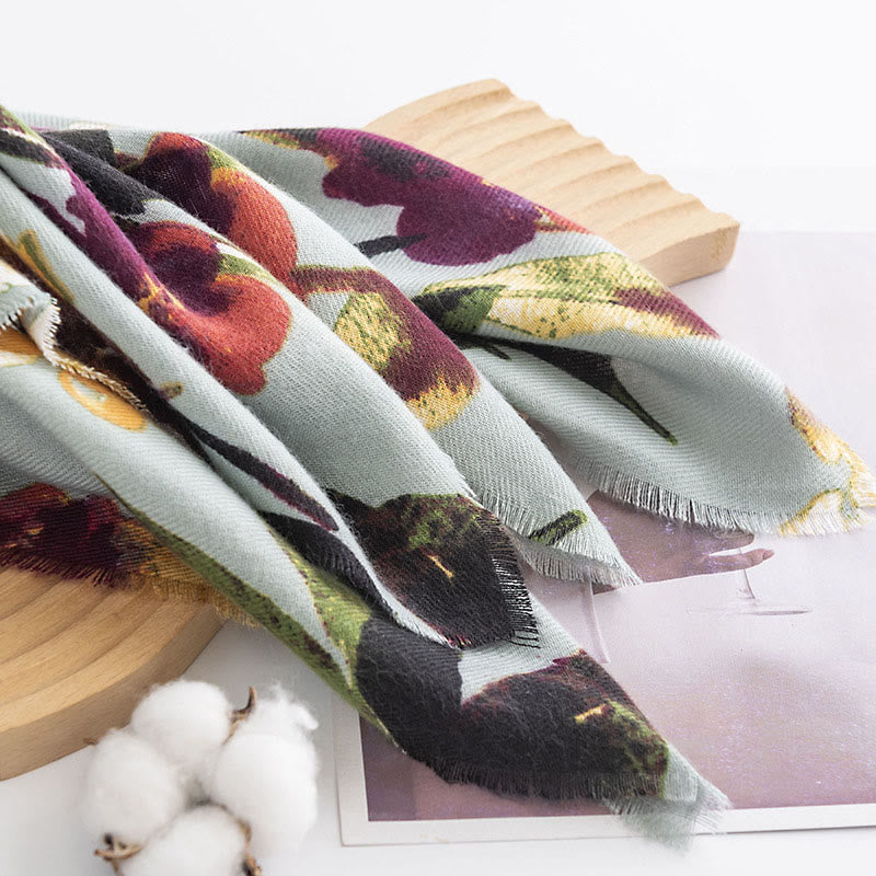 Buddha Stones Tibetan Colorful Butterfly Flower Print Shawl Fall Winter Soft Warm Scarf Wrap - image 4