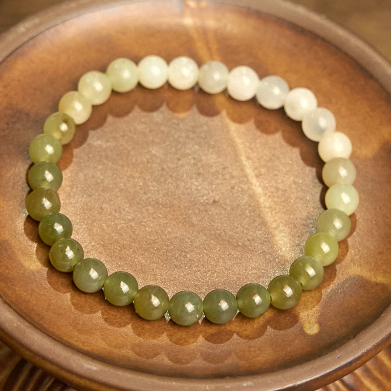 Buddha Stones Hetian Jade Gradient Color Abundance Bracelet