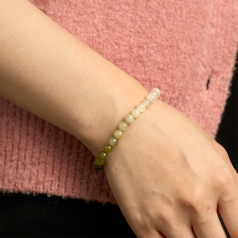 Buddha Stones Hetian Jade Gradient Color Abundance Bracelet