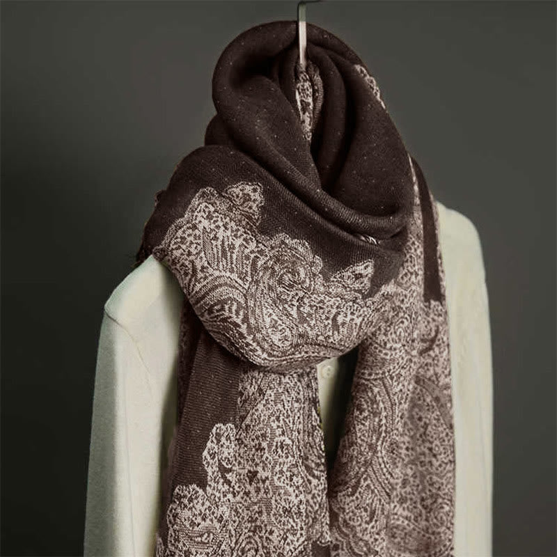 Buddha Stones Tibetan Cashew Jacquard Colorful Flower Print Tassels Shawl Fall Winter Soft Warm Scarf Wrap - image 1