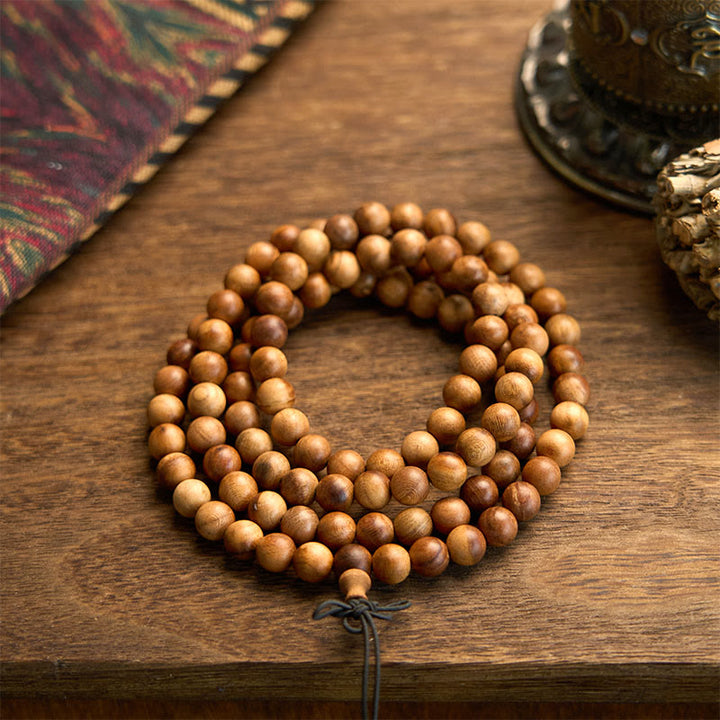 Buddha Stones 108 Mala Beads Lightning Strike Peach Wood Hand Polishing Protection Bracelet