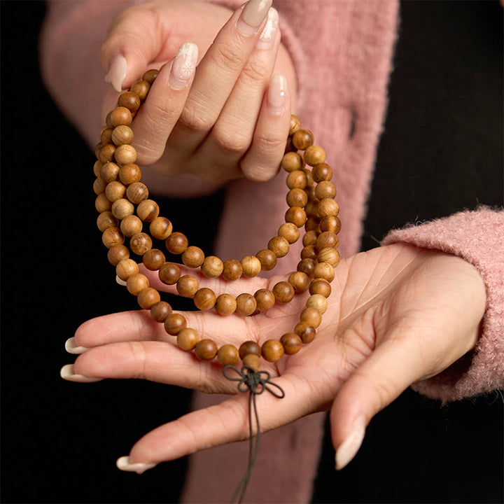 Buddha Stones 108 Mala Beads Lightning Strike Peach Wood Hand Polishing Protection Bracelet