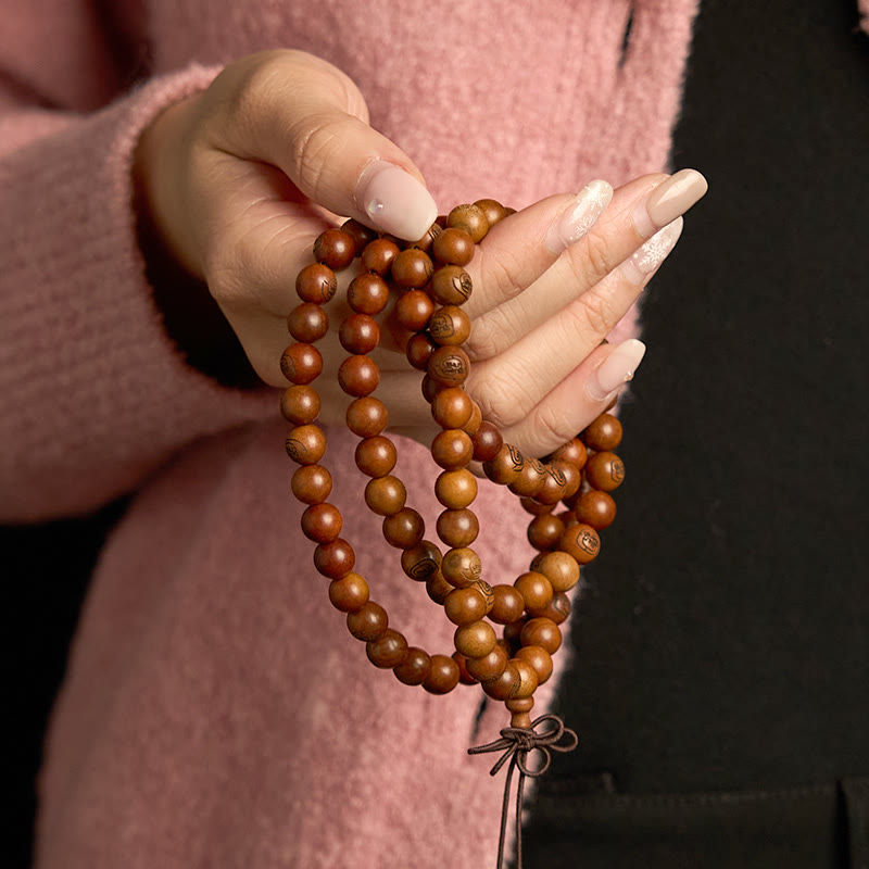 Buddha Stones 108 Mala Beads Lightning Struck Jujube Wood The Golden Light Mantra Protection Bracelet