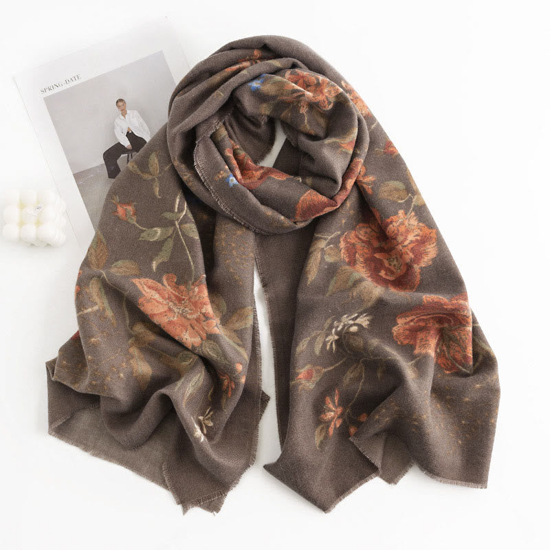Buddha Stones Tibetan Multiflora Rose Print Pattern Design Shawl Fall Winter Cozy Warm Scarf Wrap - image 2