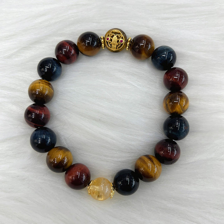 Buddha Stones Tiger Eye Stone Beads Protection Courage Bracelet