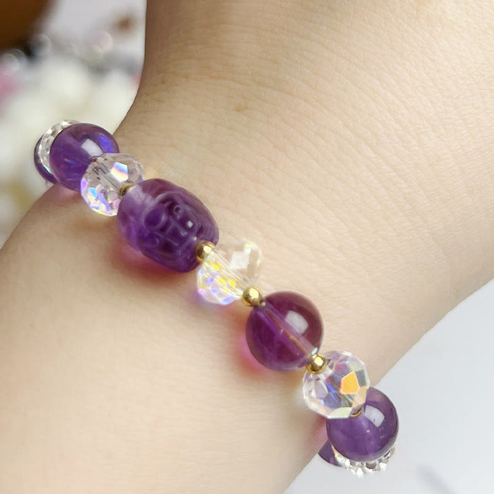 Buddha Stones Natural Amethyst Pixiu Crystal Balance Bracelet