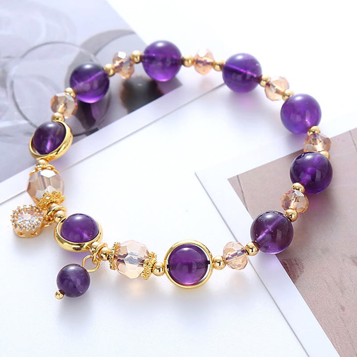 Buddha Stones Natural Amethyst Geometric Crystal Meditation Bracelet