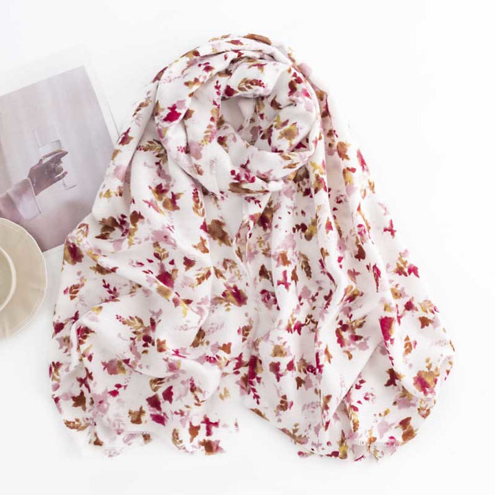 Buddha Stones Tibetan Floral Falling Leaves Print Shawl Fall Winter Cozy Warm Travel Scarf Wrap