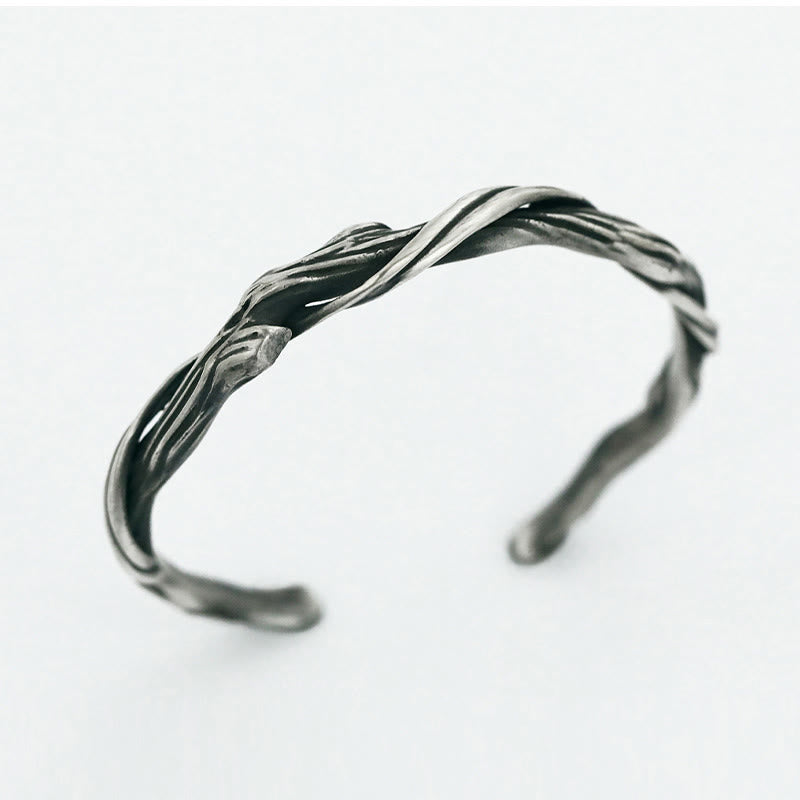 Buddha Stones 999 Sterling Silver Driftwood Cuff Bracelet Bangle - image 10