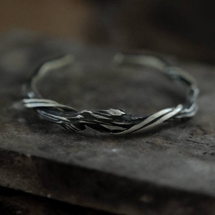 Buddha Stones 999 Sterling Silver Driftwood Cuff Bracelet Bangle - image 4