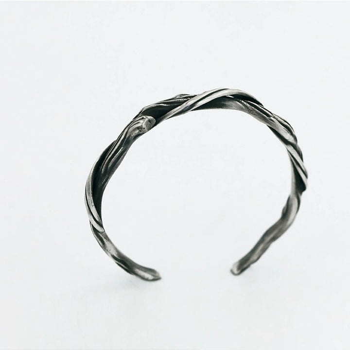 Buddha Stones 999 Sterling Silver Driftwood Cuff Bracelet Bangle