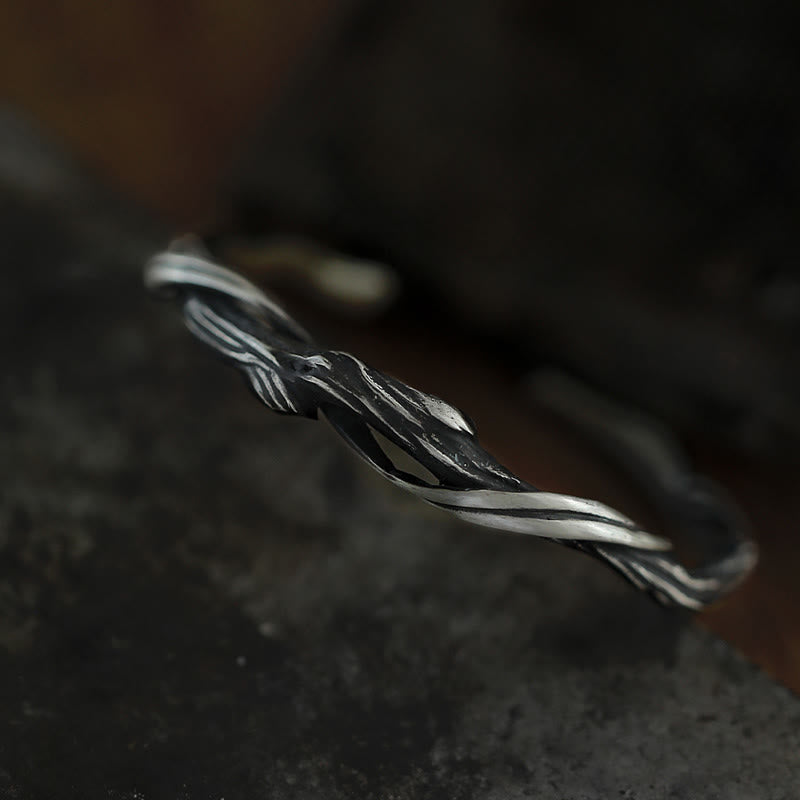 Buddha Stones 999 Sterling Silver Driftwood Cuff Bracelet Bangle - image 2