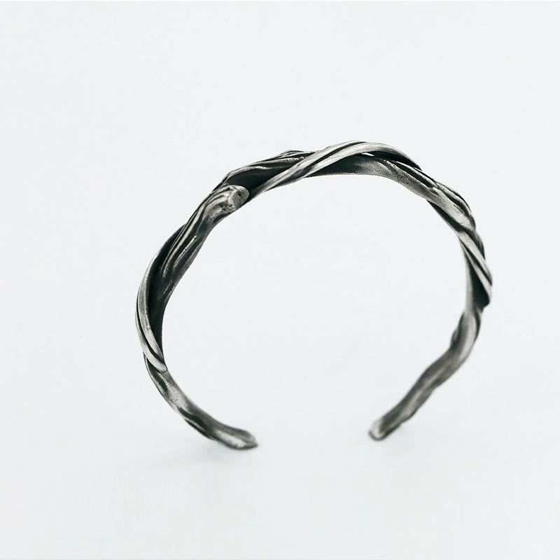 Buddha Stones 999 Sterling Silver Driftwood Cuff Bracelet Bangle - image 8