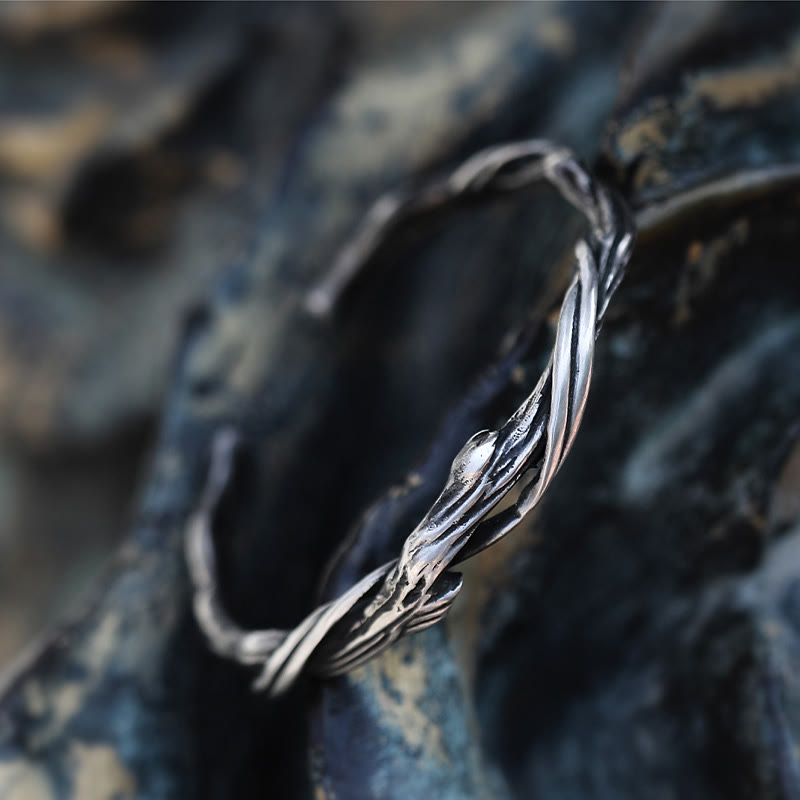 Buddha Stones 999 Sterling Silver Driftwood Cuff Bracelet Bangle - 5.5-6.5cm(Adjustable) - image 1