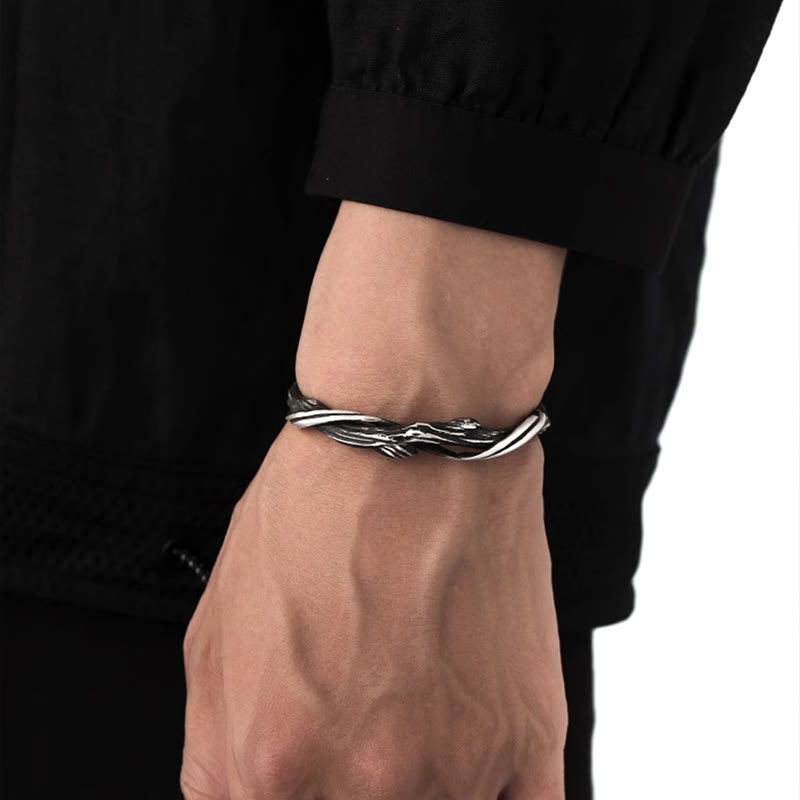 Buddha Stones 999 Sterling Silver Driftwood Cuff Bracelet Bangle - image 16