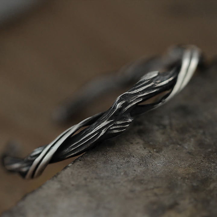 Buddha Stones 999 Sterling Silver Driftwood Cuff Bracelet Bangle - image 3
