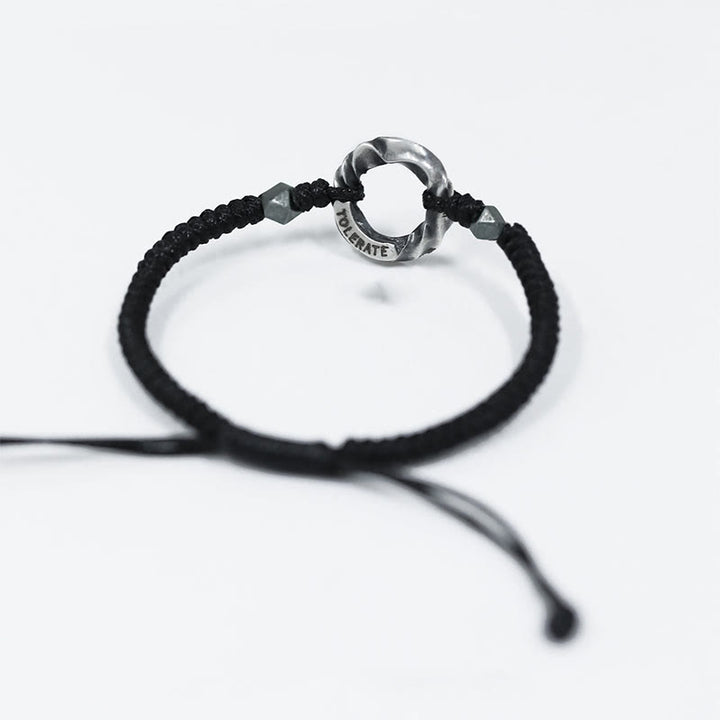 Buddha Stones 999 Sterling Silver Peace Buckle Black Wax Rope Protection Bracelet - image 10