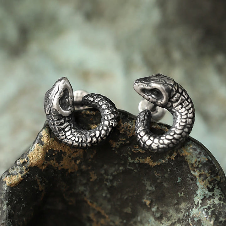 Buddha Stones 999 Sterling Silver Snake Texture Year Of The Snake Protection Balance Earrings