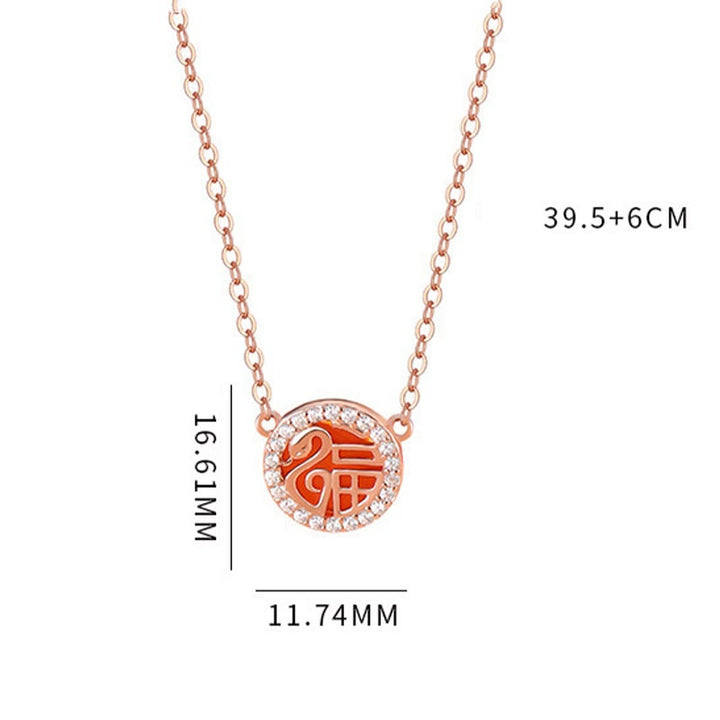 Buddha Stones 999 Sterling Silver Year of the Snake Natural Red Agate Fu Character Confidence Bracelet Necklace Pendant Earrings