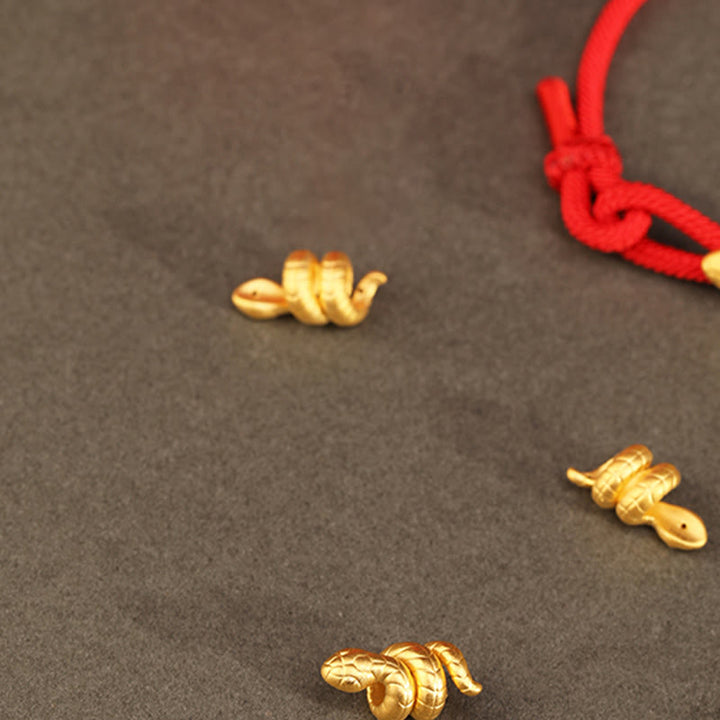 Buddha Stones 999 Gold Year of the Snake Design Handmade Luck Protection Rope Braided Bracelet - image 16