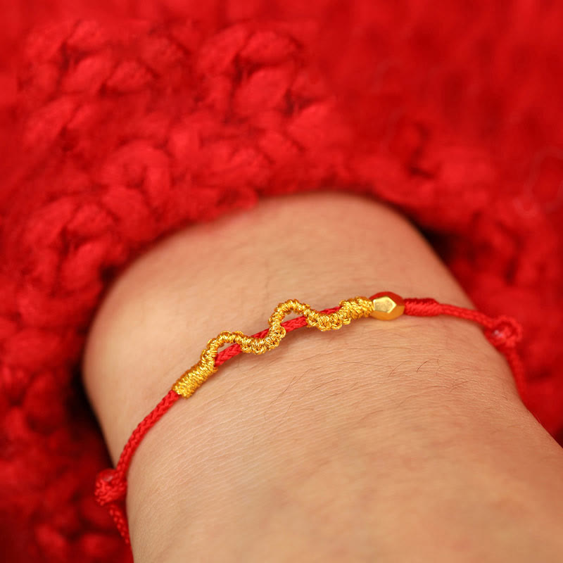 Buddha Stones 999 Gold Year of the Snake Handmade Luck Strength Braided Bracelet Anklet