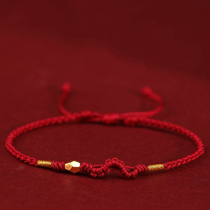 Buddha Stones 999 Gold Year of the Snake Mini Gold Bead Handmade Luck Protection Braided Bracelet