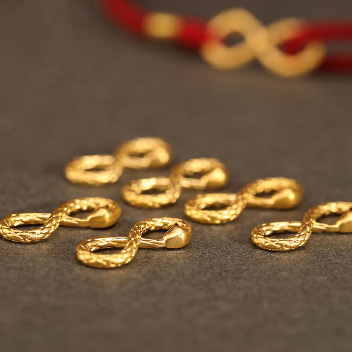 Buddha Stones 999 Gold Year of the Snake Eternal Endless Knot Infinity Handmade Luck Bracelet