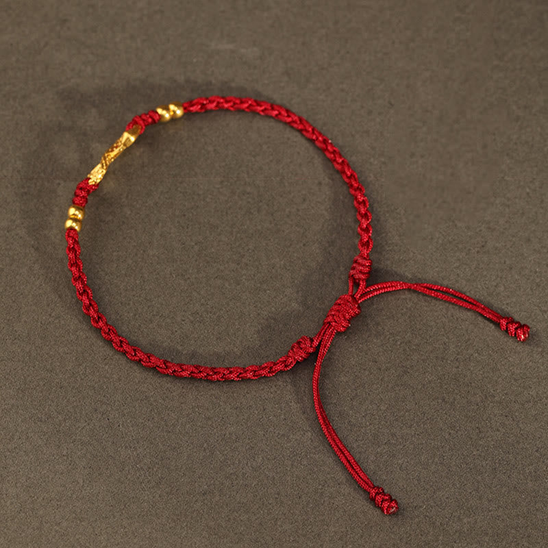 Buddha Stones 999 Gold Year of the Snake Eternal Endless Knot Infinity Handmade Luck Bracelet - image 12