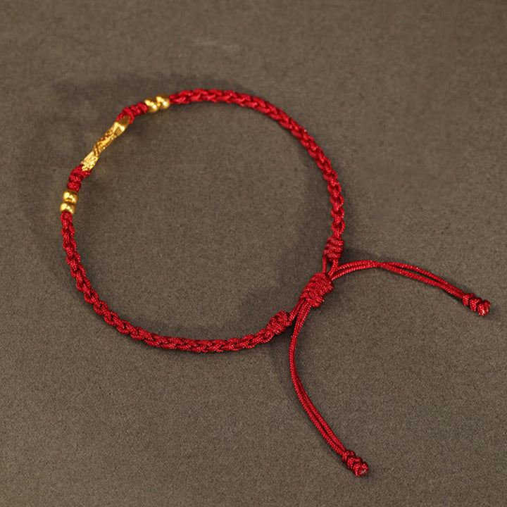 Buddha Stones 999 Gold Year of the Snake Eternal Endless Knot Infinity Handmade Luck Bracelet - image 12