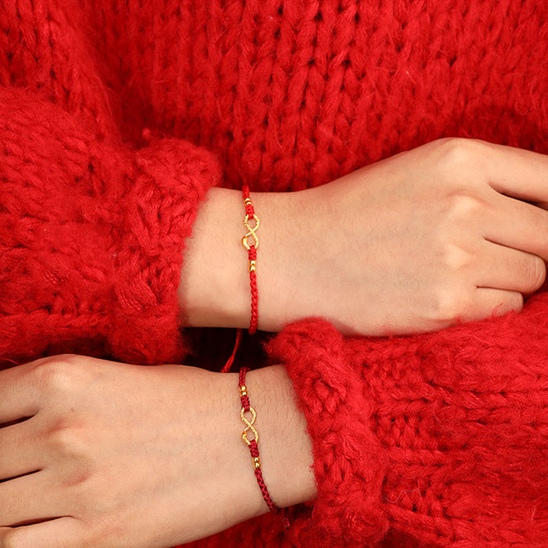 Buddha Stones 999 Gold Year of the Snake Eternal Endless Knot Infinity Handmade Luck Bracelet - image 16