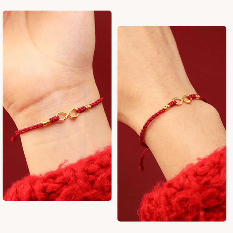Buddha Stones 999 Gold Year of the Snake Eternal Endless Knot Infinity Handmade Luck Bracelet - image 15