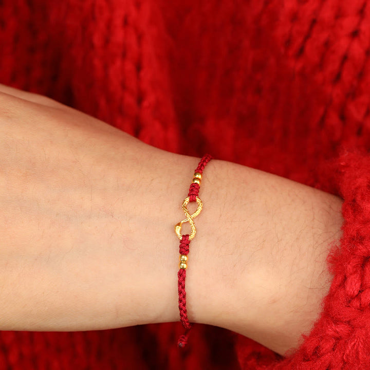 Buddha Stones 999 Gold Year of the Snake Eternal Endless Knot Infinity Handmade Luck Bracelet - image 13