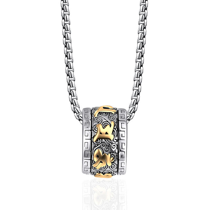 Buddha Stones Tibetan Om Mani Padme Hum Titanium Steel Peace Necklace Pendant - Golden Om Mani Padme Hum - image 1