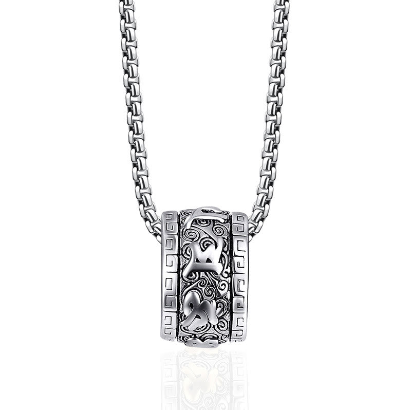 Buddha Stones Tibetan Om Mani Padme Hum Titanium Steel Peace Necklace Pendant - Silver Om Mani Padme Hum - image 8