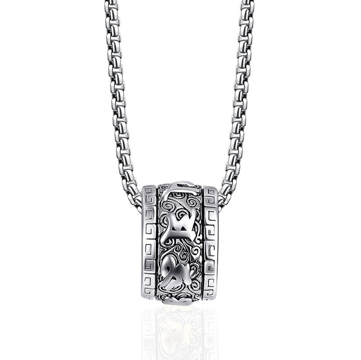 Buddha Stones Tibetan Om Mani Padme Hum Titanium Steel Peace Necklace Pendant - Silver Om Mani Padme Hum - image 8