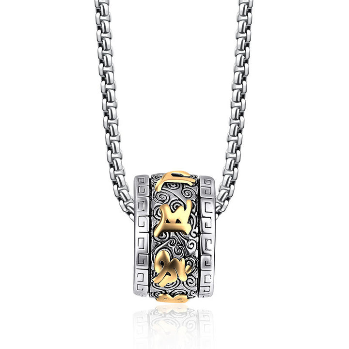 Buddha Stones Tibetan Om Mani Padme Hum Titanium Steel Peace Necklace Pendant - image 6