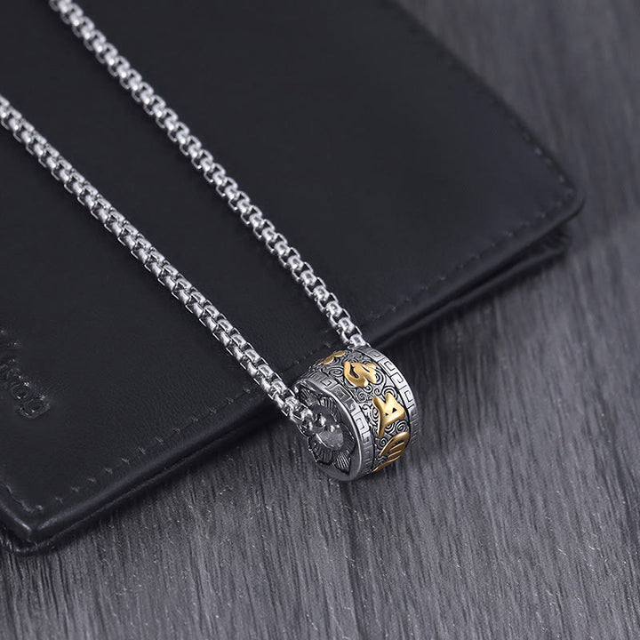 Buddha Stones Tibetan Om Mani Padme Hum Titanium Steel Peace Necklace Pendant - image 3