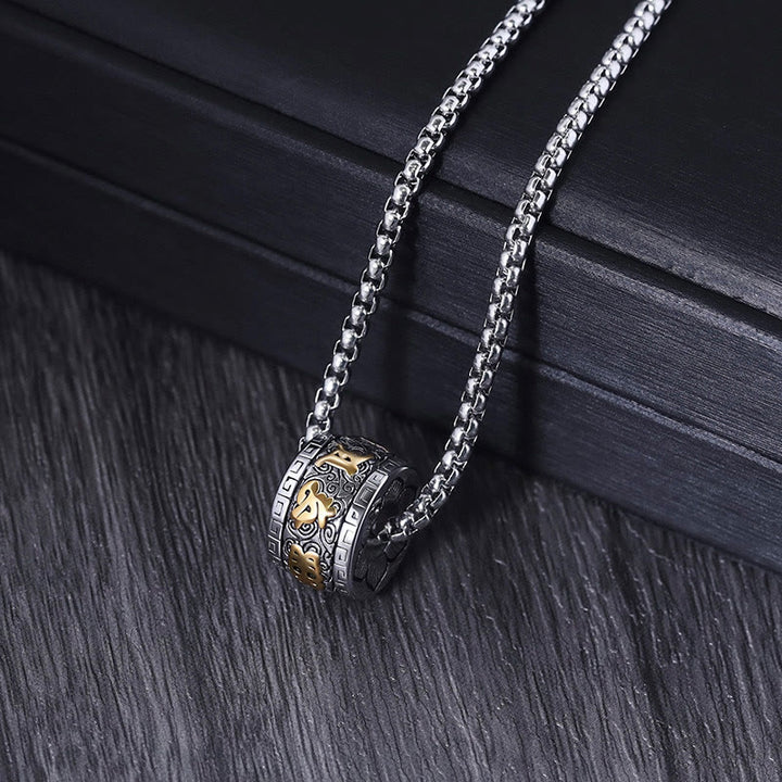 Buddha Stones Tibetan Om Mani Padme Hum Titanium Steel Peace Necklace Pendant - image 3