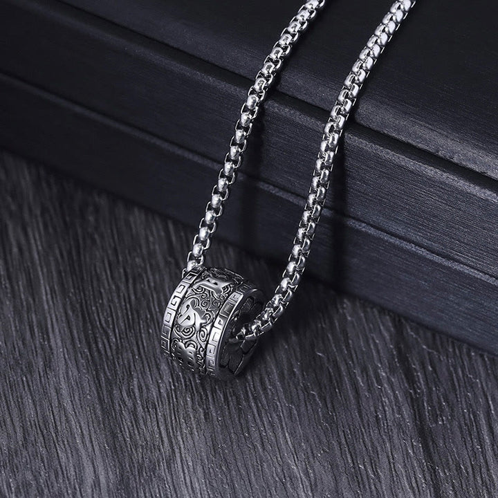 Buddha Stones Tibetan Om Mani Padme Hum Titanium Steel Peace Necklace Pendant - image 10