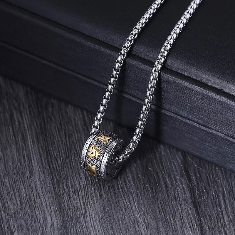 Buddha Stones Tibetan Om Mani Padme Hum Titanium Steel Peace Necklace Pendant - image 4