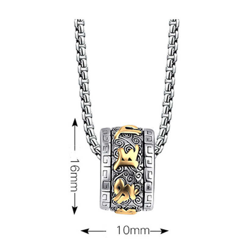 Buddha Stones Tibetan Om Mani Padme Hum Titanium Steel Peace Necklace Pendant - image 4