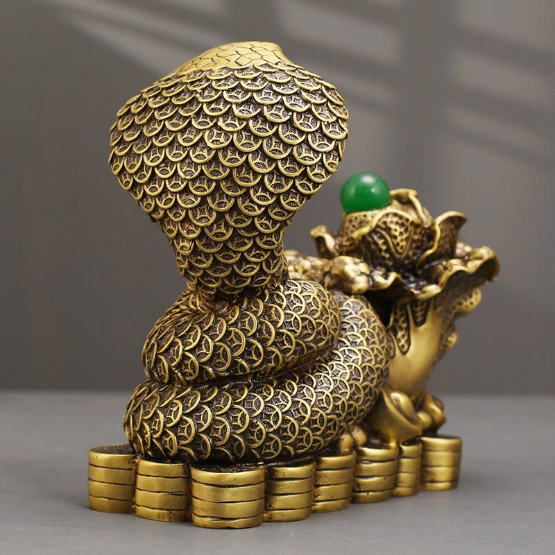 Buddha Stones Year Of The Snake Copper Coins Ingots Cabbage Brass Statue Home Decoration