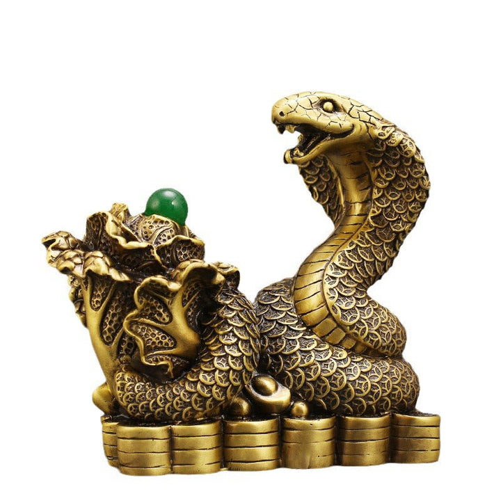 Buddha Stones Year Of The Snake Copper Coins Ingots Cabbage Brass Statue Home Decoration