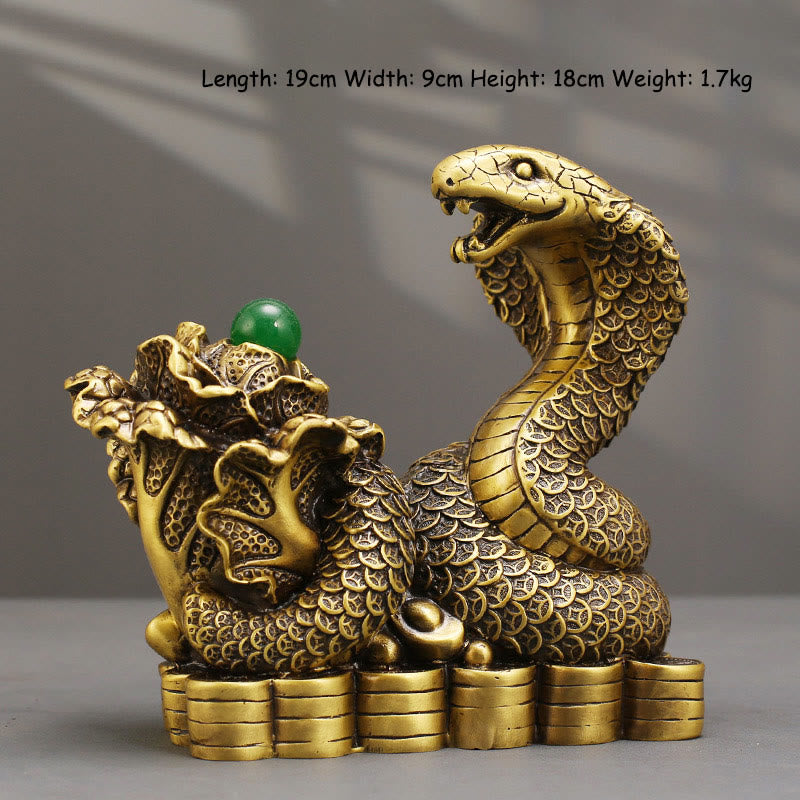 Buddha Stones Year Of The Snake Copper Coins Ingots Cabbage Brass Statue Home Decoration