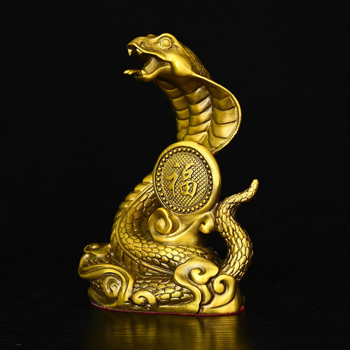 Buddha Stones Year Of The Snake Fu Character Auspicious Clouds Fortune Brass Home Statue Decoration